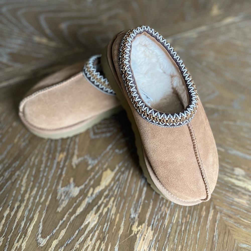 UGG Chestnut Suede Slippers with Cozy Lining